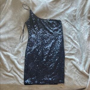 Hello Molly Blue Sequin Asymmetrical Cocktail Dress